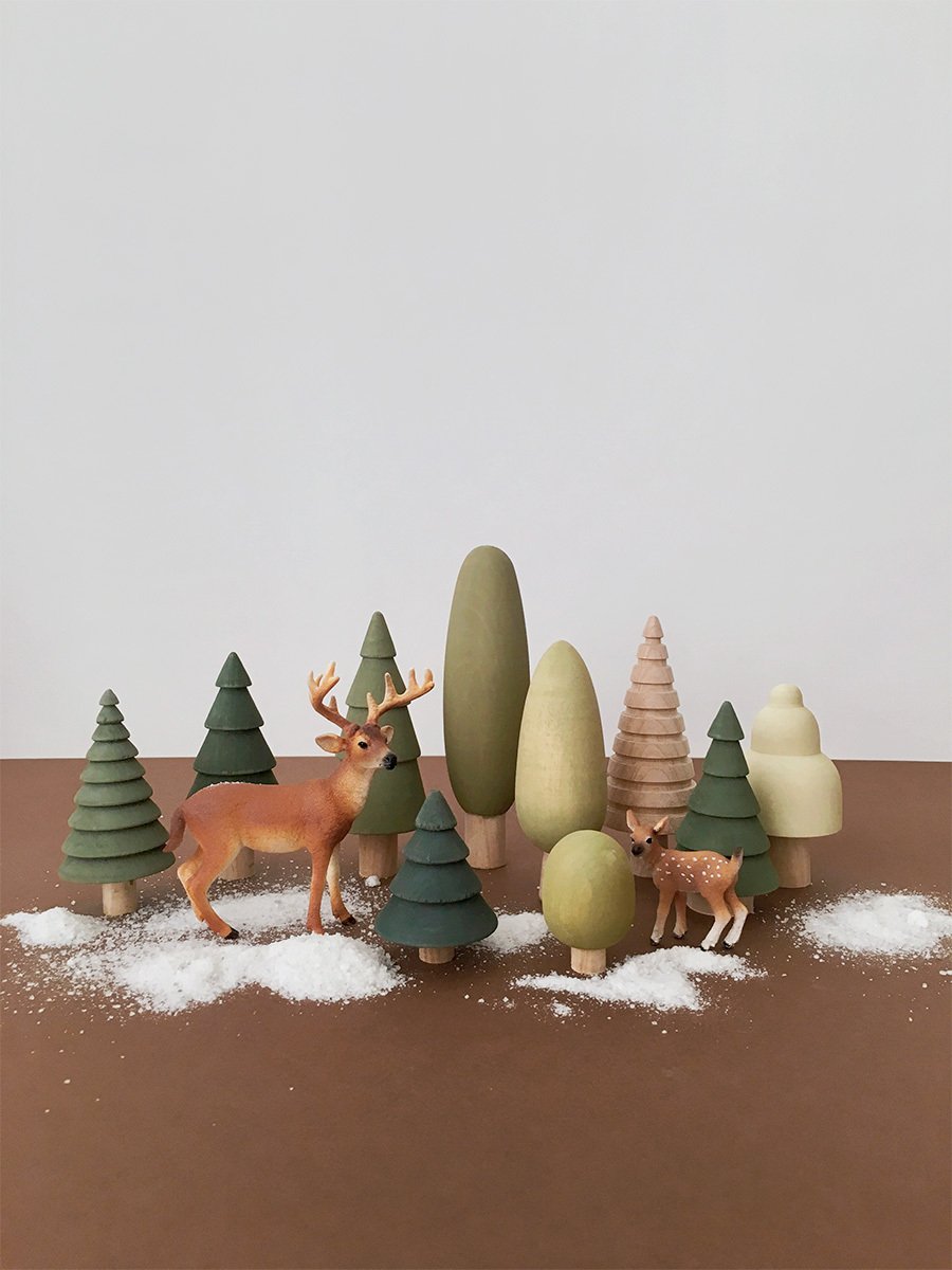 Wooden Forest Trees - Set of 10